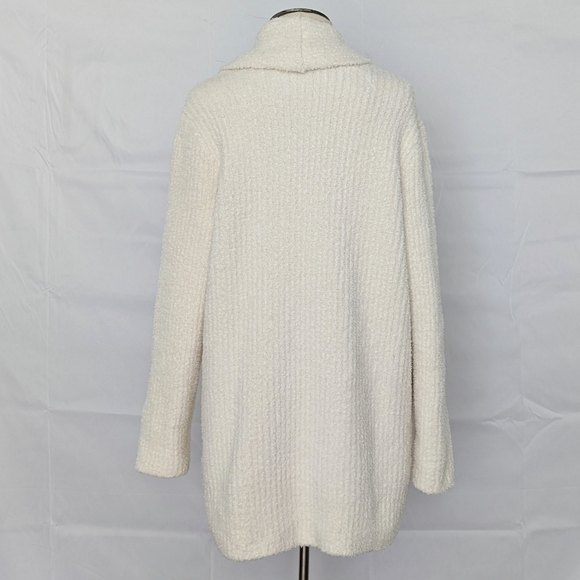 Barefoot Dreams Cardigan Cabin Cable CozyChic Knit Shawl Collar Cream L NWT - Picture 9 of 13